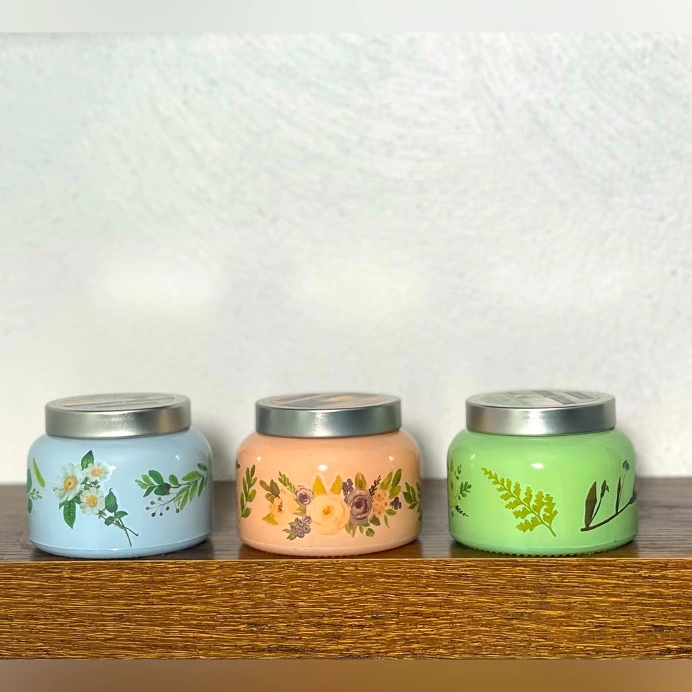 Hand Crafted Set of 3 Floral Candles